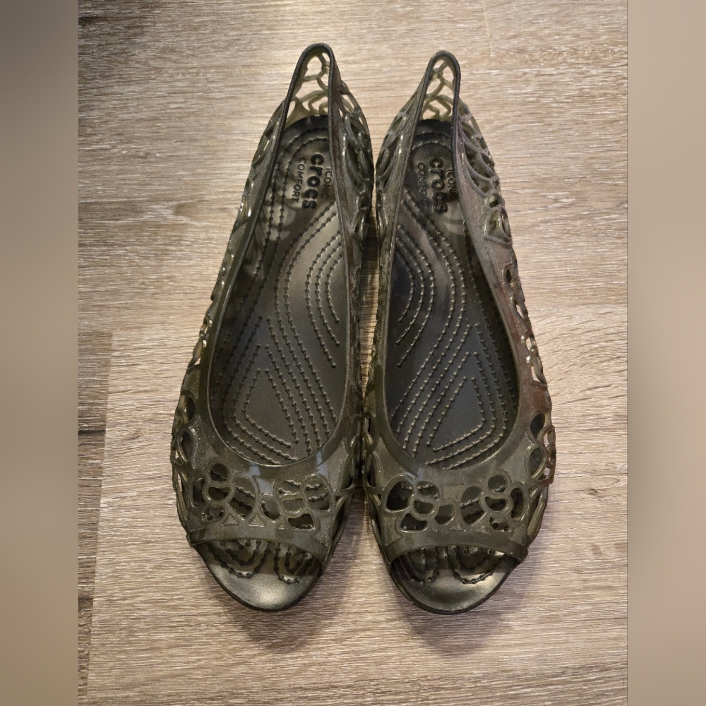 CROCS - Peep Toe Jellies - Black - 9